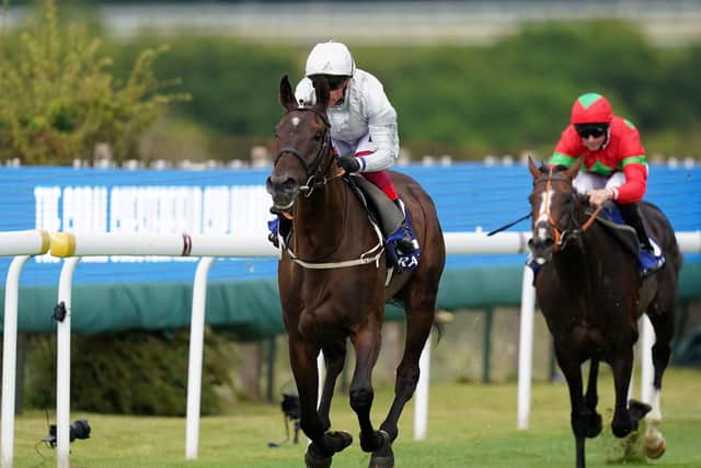 Great start: Mark and Charlie Johnston's Forest Falcon ridden by Frankie Dettori (left) on their way to winning the Coral Chesterfield Cup Handicap, the opening race on day one of the Qatar Goodwood Festival 2022. Picture: Adam Davy/PA Wire.