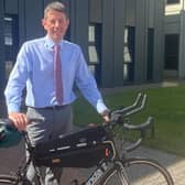 Stuart Norris is cycling from London to Edinburgh and back to support the Yorkshire Air Ambulance.