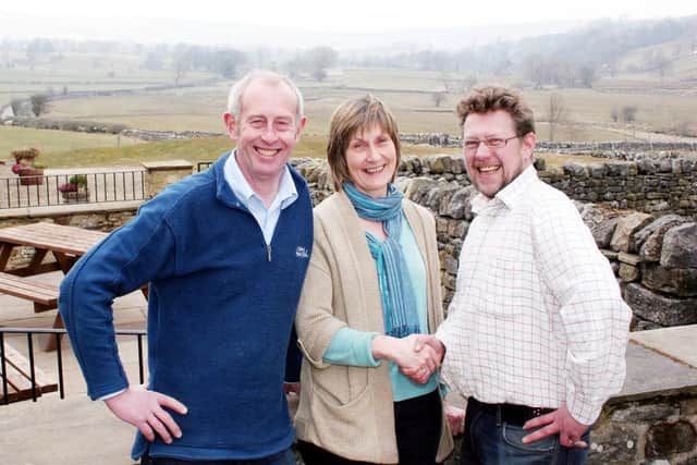 Chris and Jane Hall sold Town End Farm Shop and Tea Room to former meat supplier Chris Wildman, right, in 2013