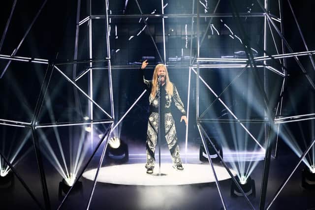 Singer Sam Ryder performs the UK’s entry ‘Spaceman’ during the final of this year’s Eurovision Song contest in Turin. Pictures: Marco BERTORELLO / AFP/Getty.