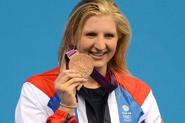 Swimmer Becky Adlington with a bronze medal during the London 2012 Games. Picture: Tony Marshall/PA.