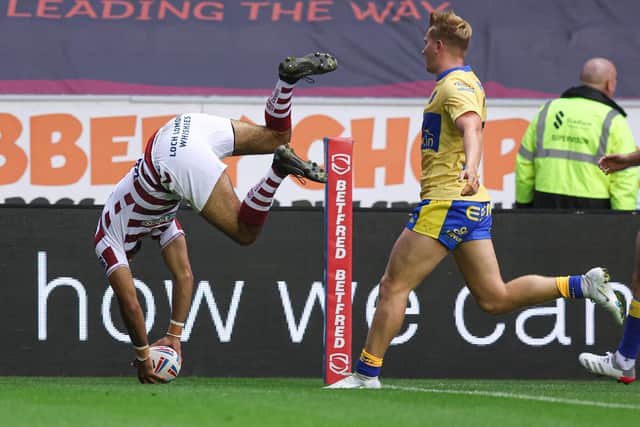 Bevan French scores Wigan Warriors' fourth try. (Picture: SWPix.com)