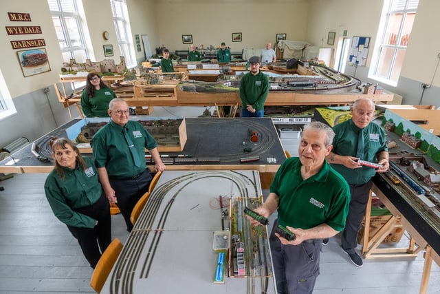 Steve Watson, President of Barnsley Model Railway Club, with some of the club members in their new building.