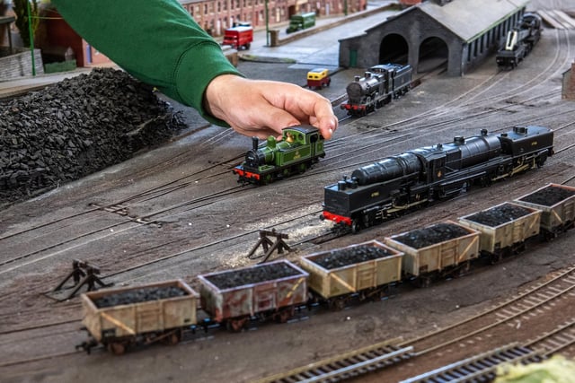 A railway layout in operation at the Barnsley club.