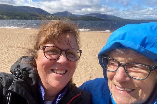 Anne Hodgson, 84, on a birthday trip to Loch Morlich with her daughter Lynn Evans, 58