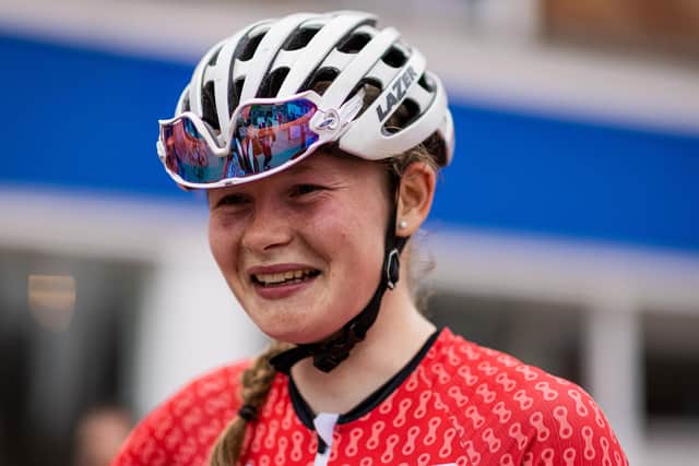 WINNING FEELING: Abi Smith of Team Breeze pictured after she won the Women's CiCLE Classic last year. Picture: Alex Whitehead\SWpix.com.