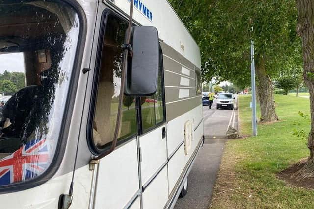 The motorhome was stopped and searched after being involved in a minor collision in a car park