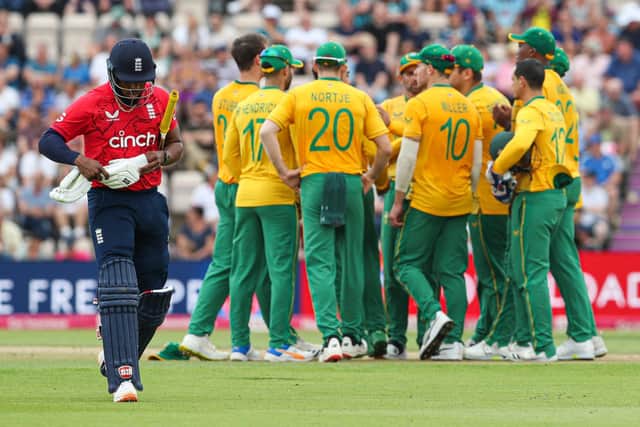 SERIES DEFEAT: England suffered a crushing 90-run defeat to South Africa in their T20 decider at the Ageas Bowl to bring a difficult white-ball summer to an end with another low. Picture: PA Wire.