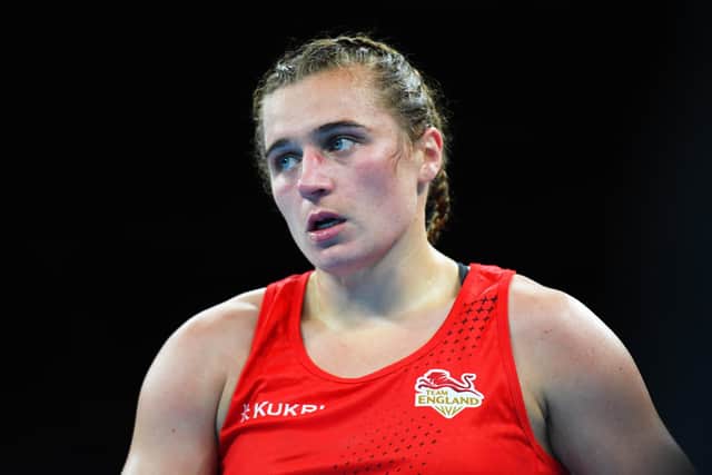 Survived a scare: Rugby league player turned boxer Jodie Wilkinson during her first-round bout. (Picture: Tom Dulat/Getty Images)