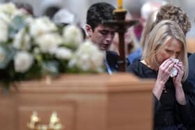 Harry Gration's funeral took place at York Minster on Yorkshire Day. Pictured is his widow Helen.
