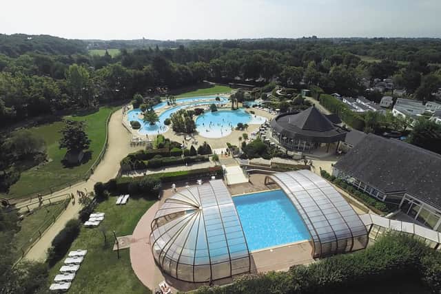 A bird's eye view of La Grande Metairie holiday parc in the heart of the forest near Carnac, Brittany.