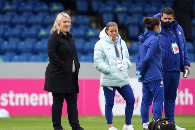 Time for change: Chelsea manager Emma Hayes (left) with Blues and England star Fran Kirby. Picture: John Walton/PA Wire.