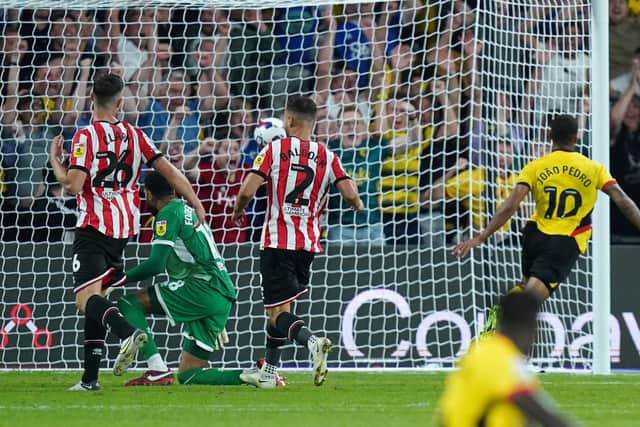 Watford's Joao Pedro scores his side's winning goal at Vicarage Road to sink Sheffield United Picture: Adam Davy/PA