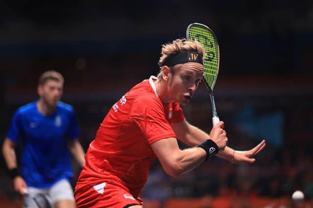 Yorkshire's James Willstrop in action during his men's quarter-final match against Scotland's Rory Stewart at the University of Birmingham Hockey & Squash Centre Picture: Alex Pantling/Getty Images