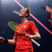Yorkshire's James Willstrop celebrates victory in his men's quarter-final match against Scotland's Rory Stewart at the University of Birmingham Hockey & Squash Centre Picture: Alex Pantling/Getty Images