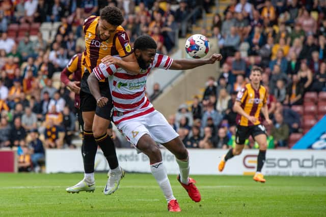 No way through: Ro-Shaun Williams playing for Doncaster Rovers in the League Two opener against Bradford City. (Picture: Bruce Rollinson)