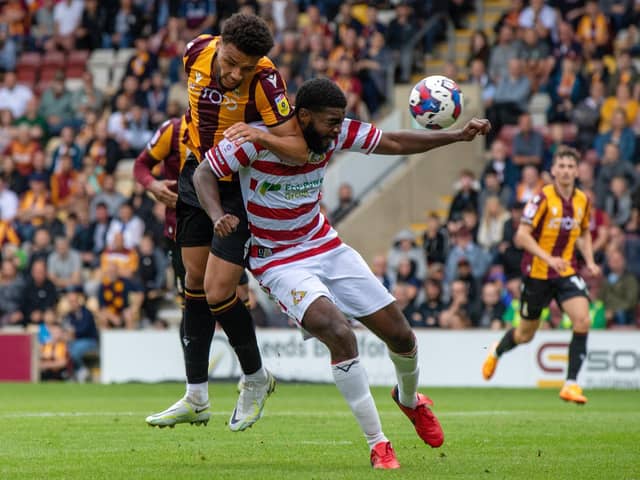 No way through: Ro-Shaun Williams playing for Doncaster Rovers in the League Two opener against Bradford City. (Picture: Bruce Rollinson)