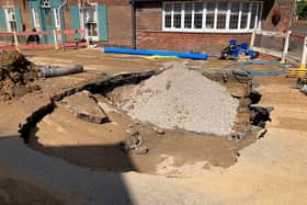 The sinkhole emerged in the middle of the A64 at Rillington, causing major damage.