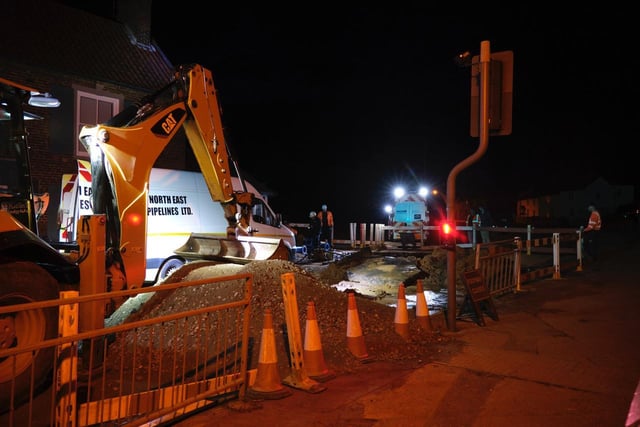 Emergency repairs takes place through the night.