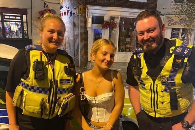 Daisy Campbell with officers from West Yorkshire Police