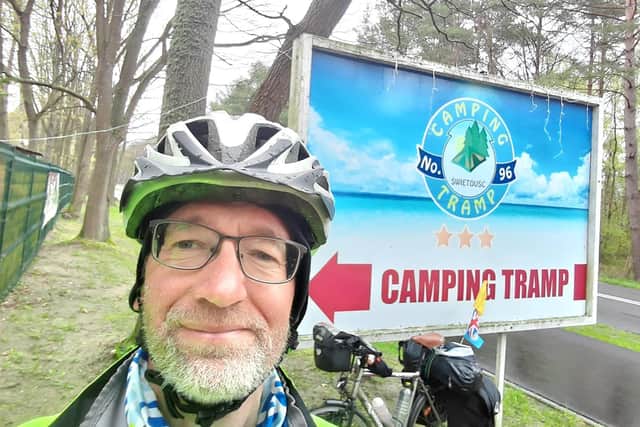Nick Marston, who works at Leeds Teaching Hospitals, has cycled around Europe for three months to raise money for the hospital and the British Acoustic Neuroma Association, after being diagnosed with a brain tumour 25 years ago.