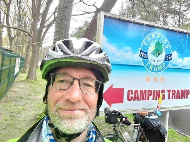 Nick Marston, who works at Leeds Teaching Hospitals, has cycled around Europe for three months to raise money for the hospital and the British Acoustic Neuroma Association, after being diagnosed with a brain tumour 25 years ago.