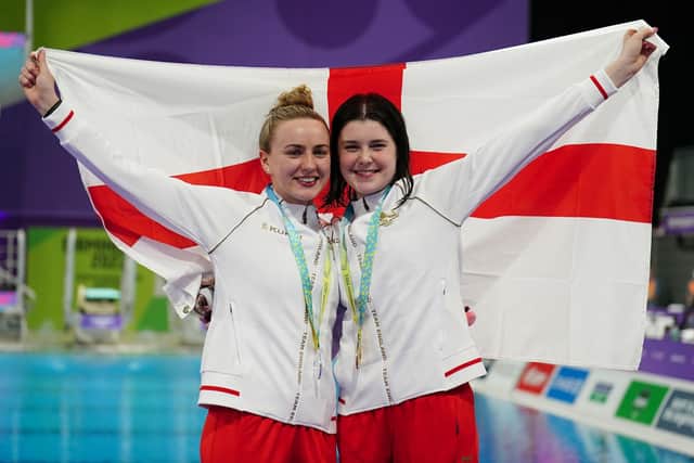 Huddersfield's Lois Toulson (left) with her silver and gold medallist Andrea Spendolini Sirieix after the Women's 10m Platform Final at  the 2022 Commonwealth Games in Birmingham. Picture: Mike Egerton/PA