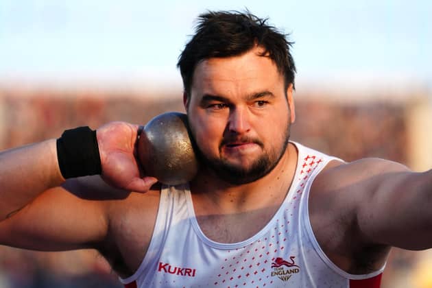 Great effort: Yorkshire's part-time bricklayer and England shot putter Scott Lincoln took Commonwealth Games bronze in Birmingham. Picture: Martin Rickett/PA Wire.