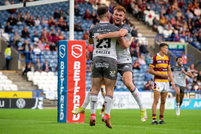 Connor Wynne celebrates his first-half try. (Picture: Bruce Rollinson)