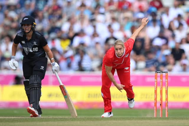 Katherine Brunt of Team England bowls during the Cricket T20 - Bronze Medal match between Team England and Team New Zealand on day ten of the Birmingham 2022 Commonwealth Games at Edgbaston. (Picture: Alex Davidson/Getty Images)