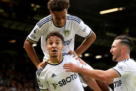 Leveller: Rodrigo celebrates his equaliser for Leeds United against Wolves - the Whites' first goal of the new season. Picture Simon Hulme