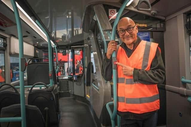 Gregg Wallace inside one of the iconic buses (Photo: BBC/Voltage TV)