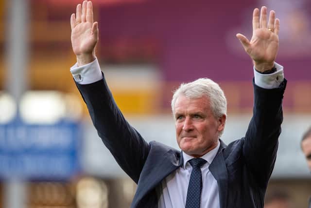 Mark Hughes, Bradford City manager, applauds the fans (Picture: Bruce Rollinson)