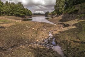Low water levels at Holme Styes reservoir in Holmfirth, West Yorkshire. The Environment Agency applied last month for drought order for the Yorkshire reservoir to protect wildlife in prolonged dry weather. A wider drought permit is now being sought by Yorkshire Water.