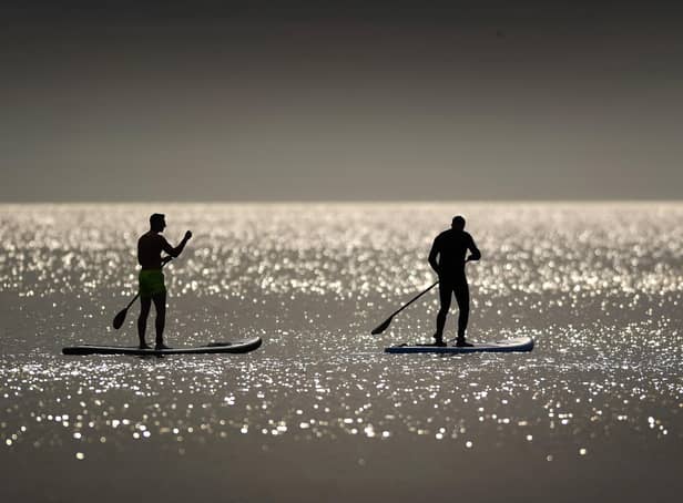 Paddleboarders in South Bay, Scarborough, on August 7. Picture: Simon Hulme.