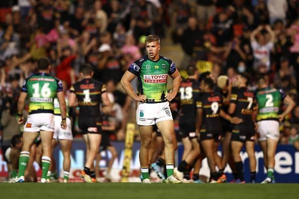 Harry Rushton in action against Penrith Panthers. (Picture: Getty)