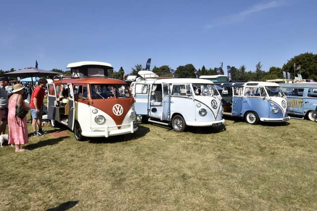 Campervans line up for inspection