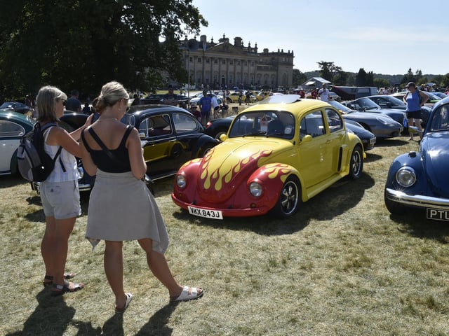 Visitors admire the Beetles