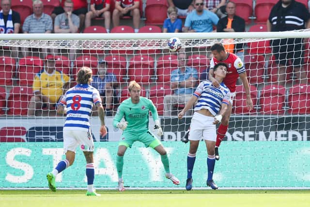 Rotherham United's Richard Wood rises highest to score Rotherham's opening goal (Picture: PA)