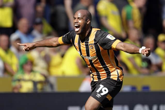 Hull City's Oscar Estupinan celebrates scoring the opener against Norwich (Picture: Richard Sellers/PA)