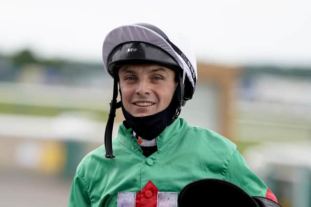 Hat-trick: Jockey Connor Beasley claimed his third victory in the Great St Wilfrid Handicap at Ripon on Saturday. (Photo by Alan Crowhurst/Getty Images)