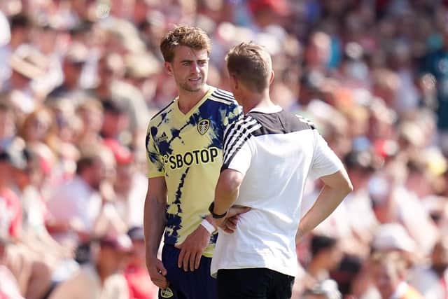 Leeds United's Patrick Bamford goes off injured during the Premier League match at St. Mary's Stadium, Southampton. Picture: Adam Davy/PA Wire.