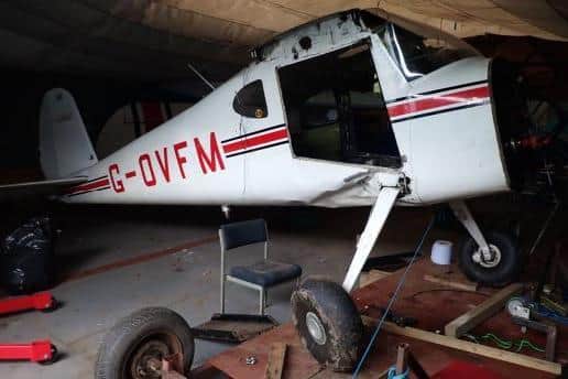 The damaged Cessna after the crash