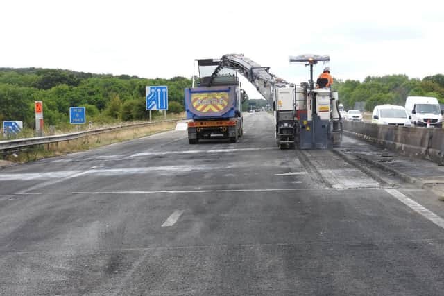 The damaged surface on the southbound carriageway was planed out earlier this afternoon (Tuesday August 16)