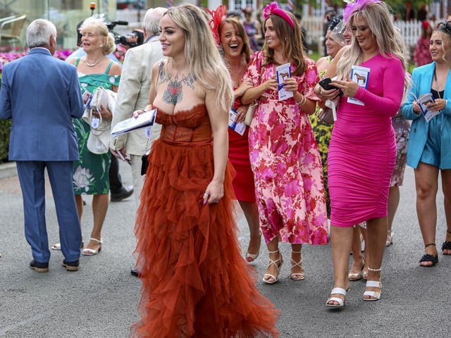 People arriving for Ladies day at the EBOR Festival at York Racecourse