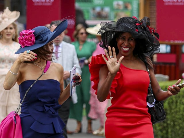Excited racegoers at York Racecourse