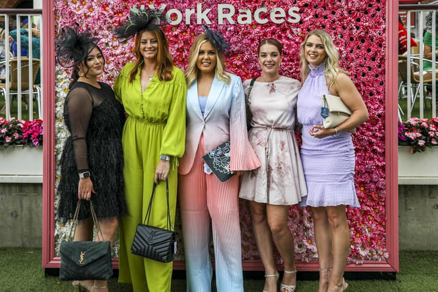 Friends dressed for Ladies Day in day two of the EBOR Festival at York Racecourse in Yorkshire, England, August 18 2022.