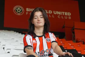 Sheffield, England, 16th August 2022. Charlie Docherty of Sheffield United Women, pictured at Bramall Lane bin the announcement she has extended her contract. Picture Sheffield UnitedSheffield, England, 16th August 2022. Charlie Docherty of Sheffield United Women, pictured at Bramall Lane bin the announcement she has extended her contract. Picture Sheffield United