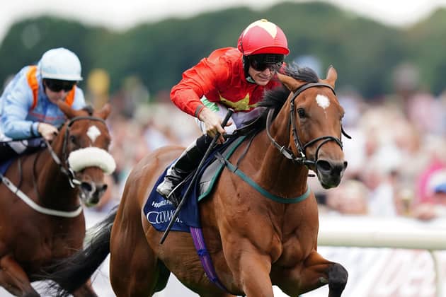 Speed queen: Highfield Princess ridden by Jason Hart (right) leaves The Platinum Queen in her wake on their way to winning the Coolmore Wootton Bassett Nunthorpe Stakes. Picture: Mike Egerton/PA Wire.