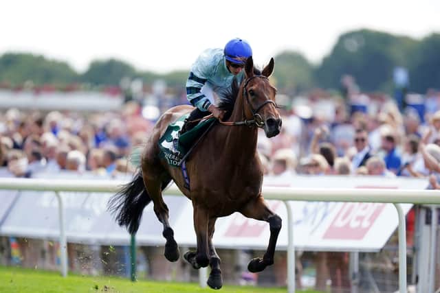 Impressive: Quickthorn ridden by Tom Marquand on their way to winning the Weatherbys Hamilton Lonsdale Cup Stakes. Picture: Mike Egerton/PA Wire.